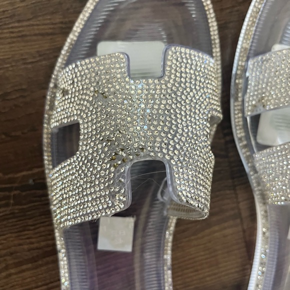 Nordstrom Women's Rhinestone Slide Sandals - Silver - Picture 2 of 4